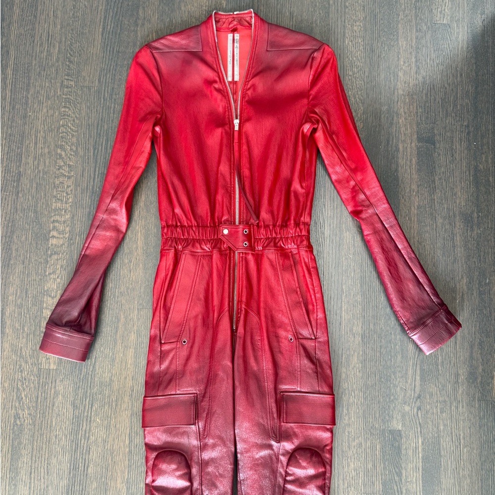 Rick Owen’s Red Leather Jumpsuit size 2